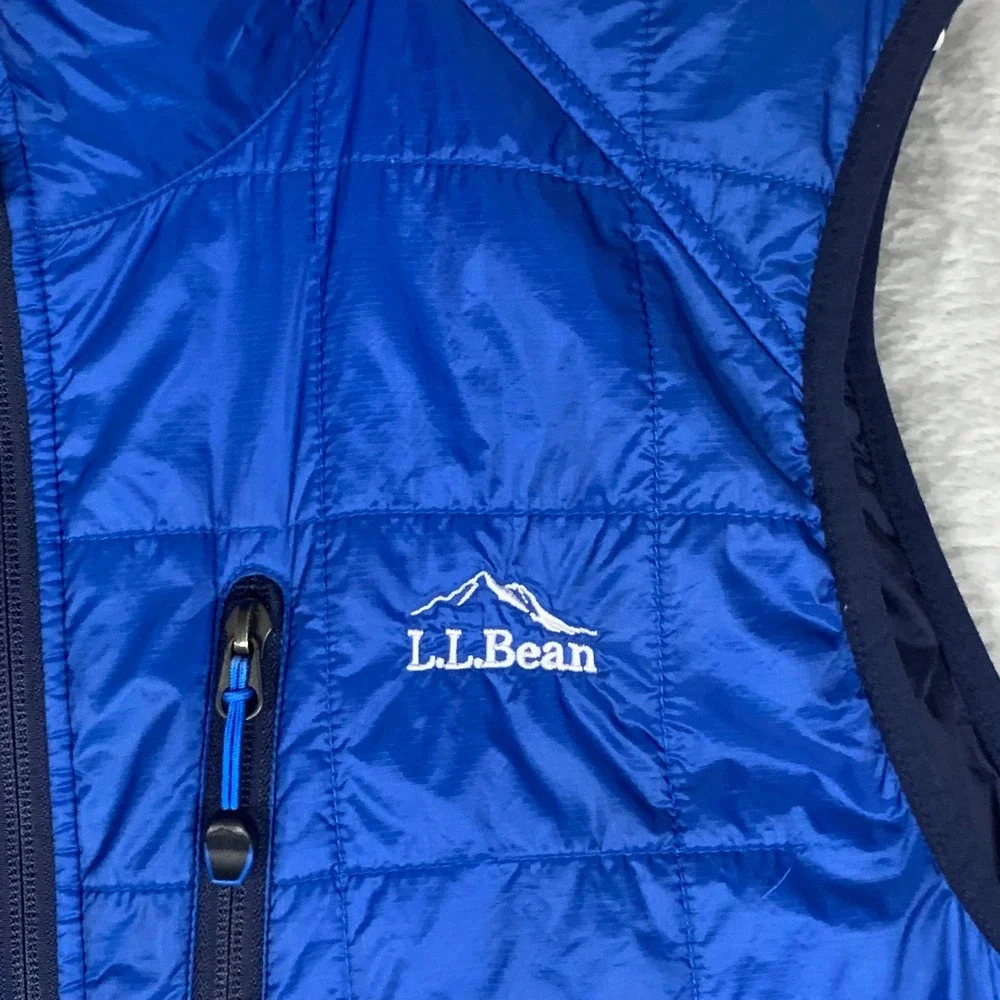 LL Bean Primaloft Packaway Vest Mens XL Tall Quilted Blue Full Zip Outdoor Hike‎